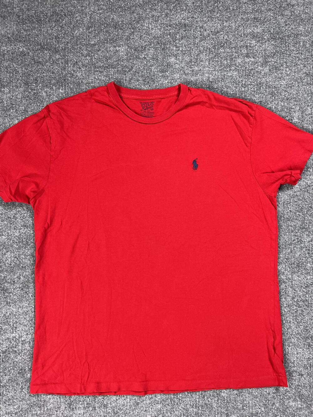 Polo Ralph Lauren T Shirt Red Cotton Logo Crew Neck Short Sleeve Mens Medium